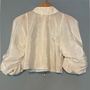 Zara white puff sleeve gauze top